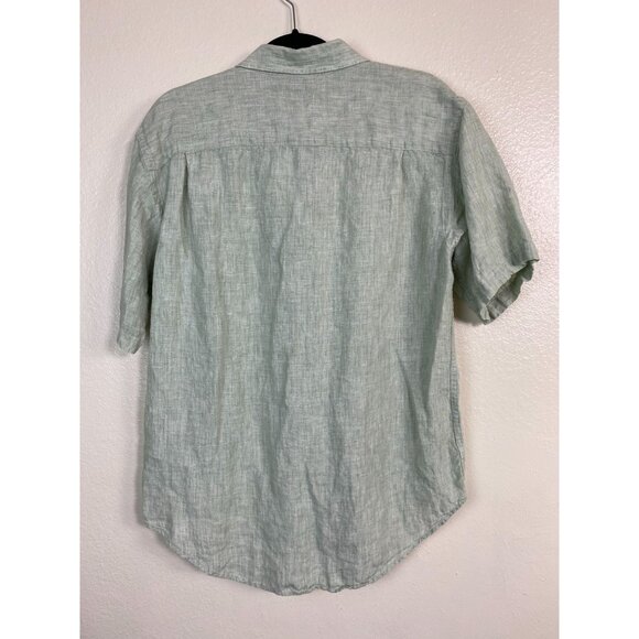 Jos. A. Bank 100% Linen Button Up Shirt Men size Medium Light Green Short sleeve - Picture 2 of 14